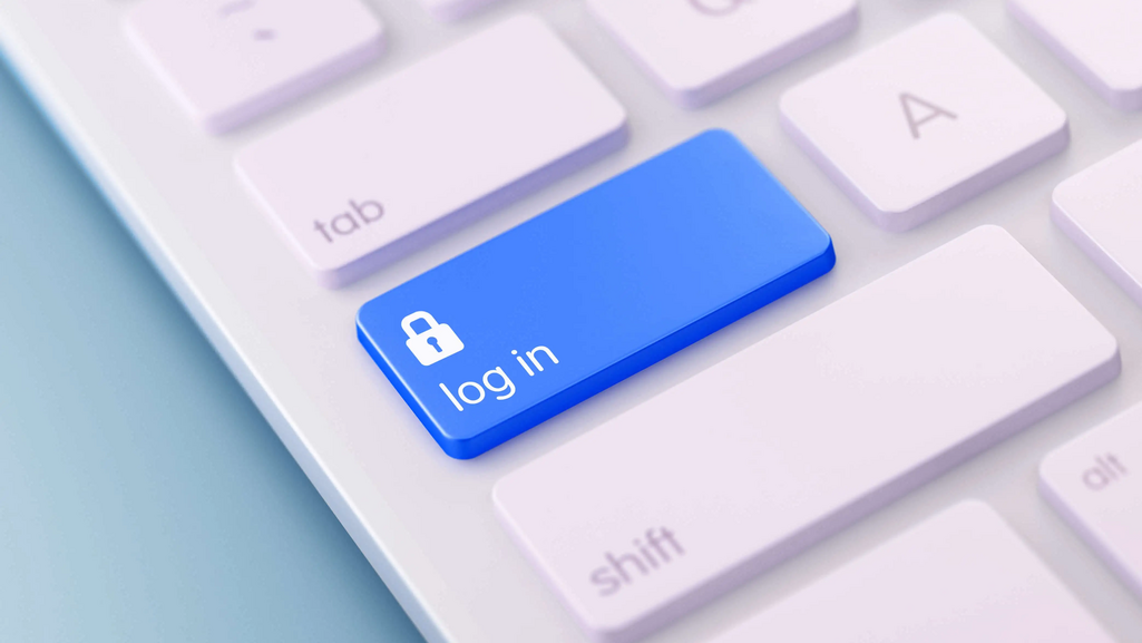Log-In Button auf einer Tastatur